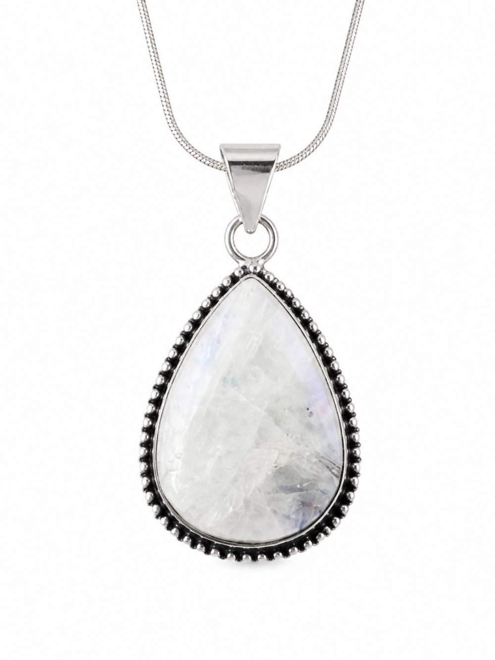 Moonstone Pear Shape Stone Statement Boho Necklace